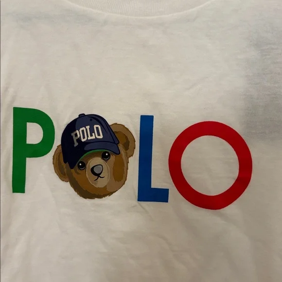 Polo Ralph Lauren White Tee with Bear boy NWT large - Picture 2 of 6